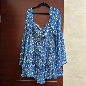 MAJORELLE Blue Floral Mini Dress